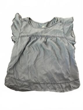 GAP Blouse Top Women's Size Medium Blue Jean Ruffle Whimsy